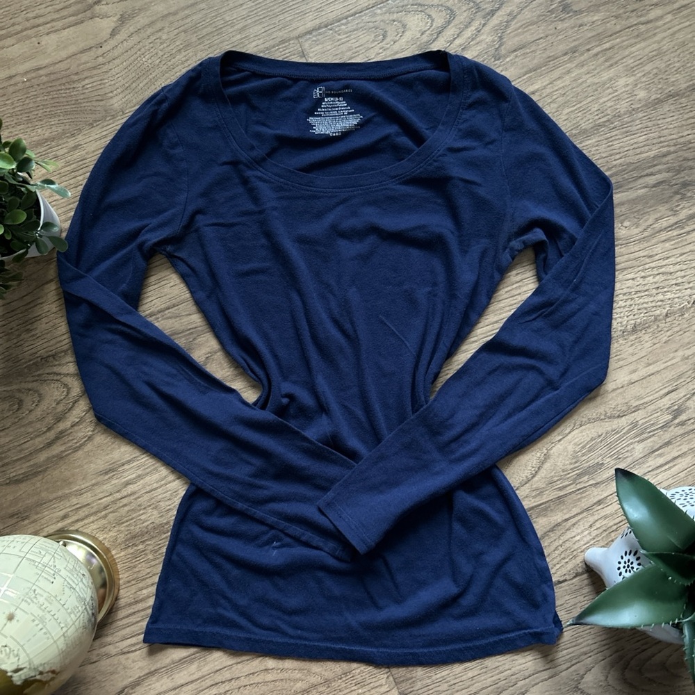 No Boundaries Blue Fitted Long Sleeve Tee